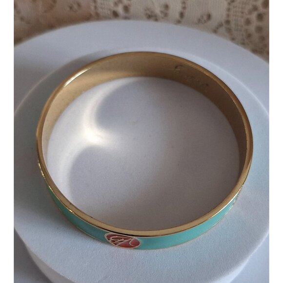 Vera Bradley "You Are My Sunshine" Gold & Turquoise Enamel Bangle Bracelet - Picture 9 of 11